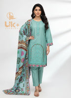 3Pc Embroidered Cotton Shirt, Plazo, Dupatta