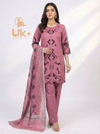 3Pc Embroidered Cotton Shirt, Shalwar, Dupatta