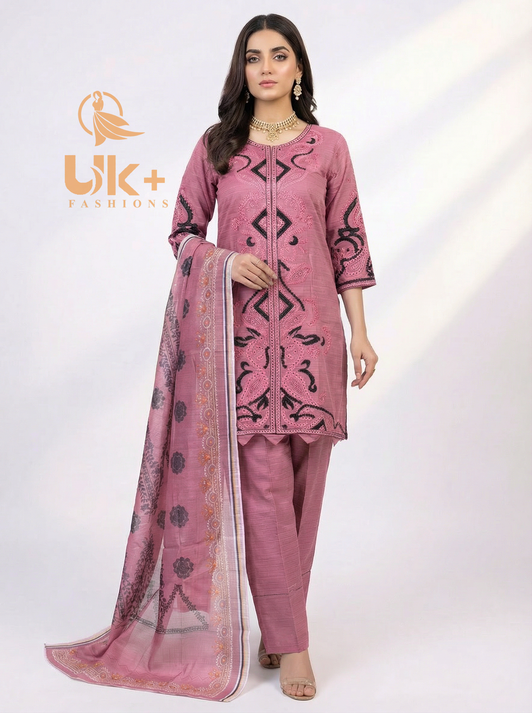 3Pc Embroidered Cotton Shirt, Shalwar, Dupatta