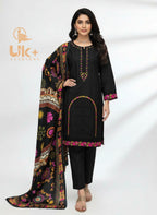 3Pc Embroidered Cotton Shirt, Plazo, Dupatta