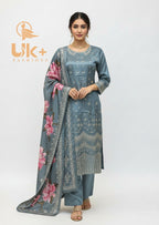 3Pc Embroidered Winter Khaadi Shirt, Shalwar, Dupatta