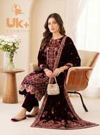 (11000) 5PC un-stitched Micro Velvet