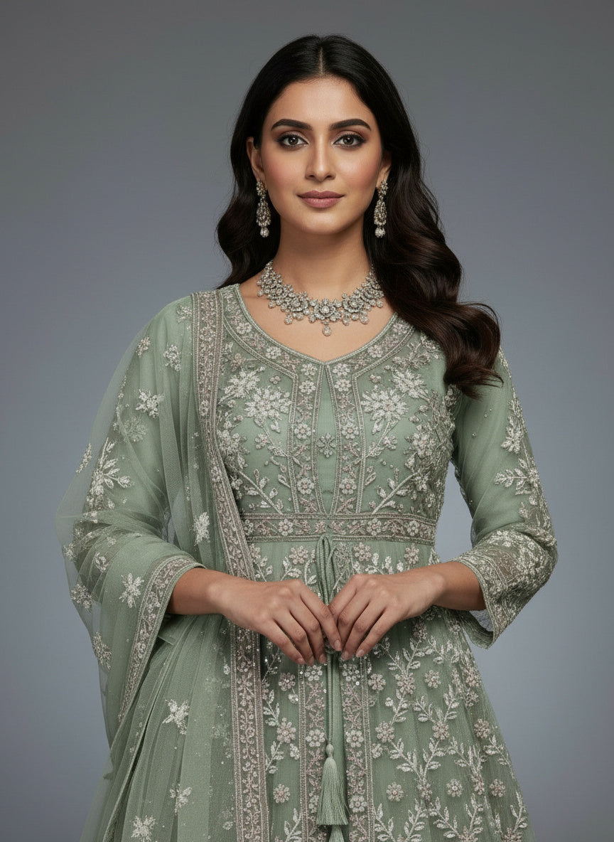 2Pc Embraided Bridal Maxi, Dupatta