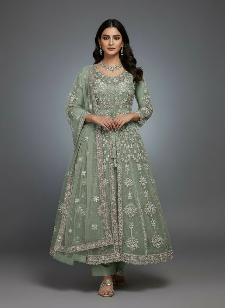 2Pc Embraided Bridal Maxi, Dupatta