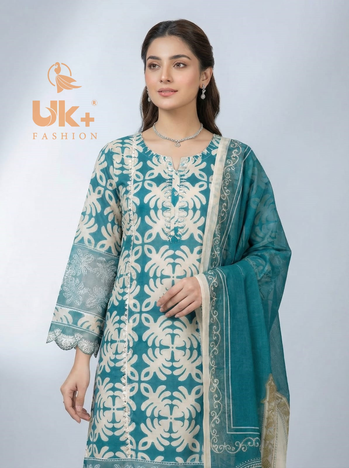 3Pc Embroidered Bona Dora Shirt, Trouser, Dupatta