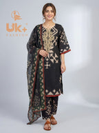 3Pc Embroidered Bana Dora, Trouser, Dupatta