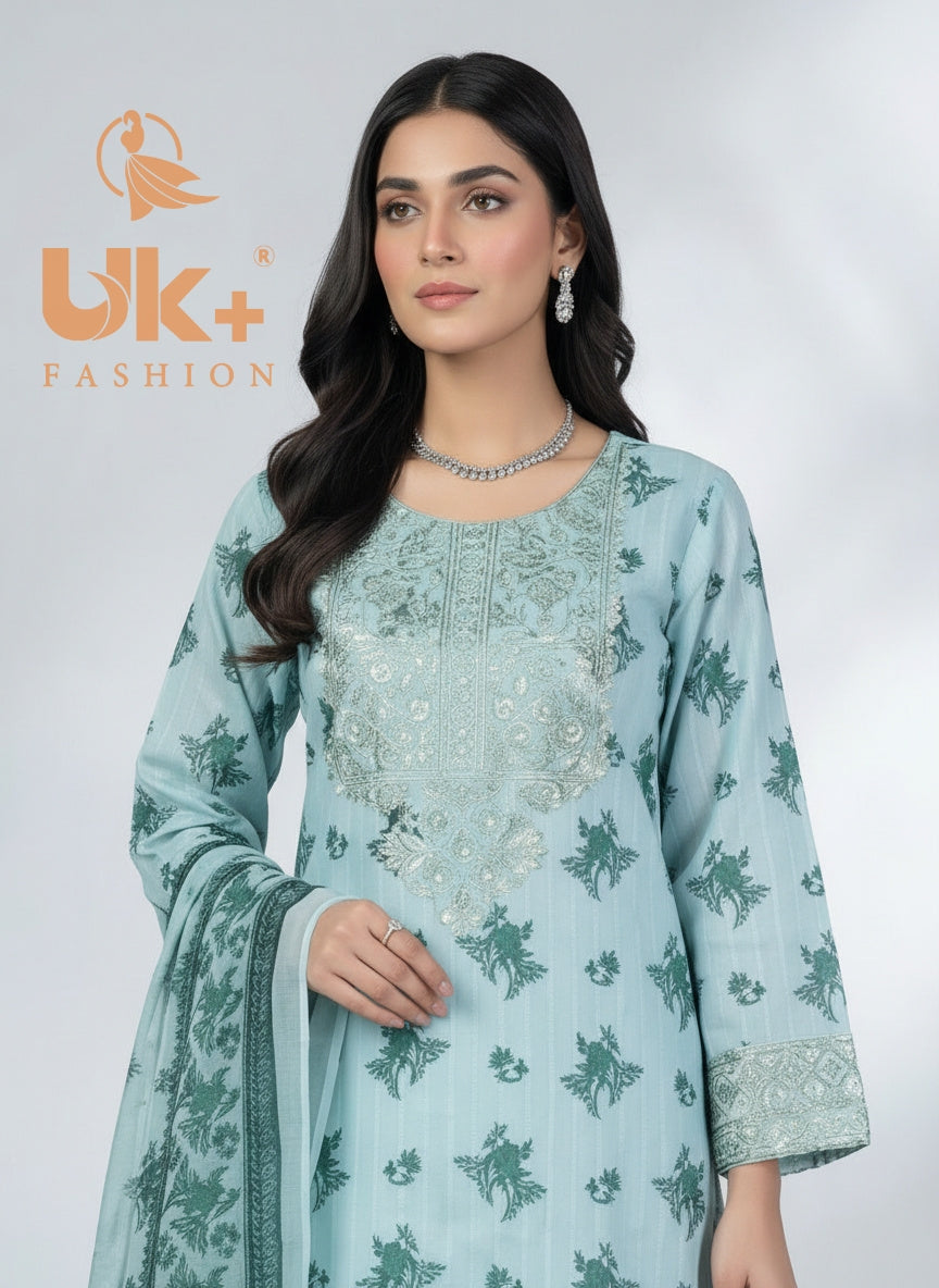 3Pc Printed Bana Dora Shirt, Plazo, Dupatta