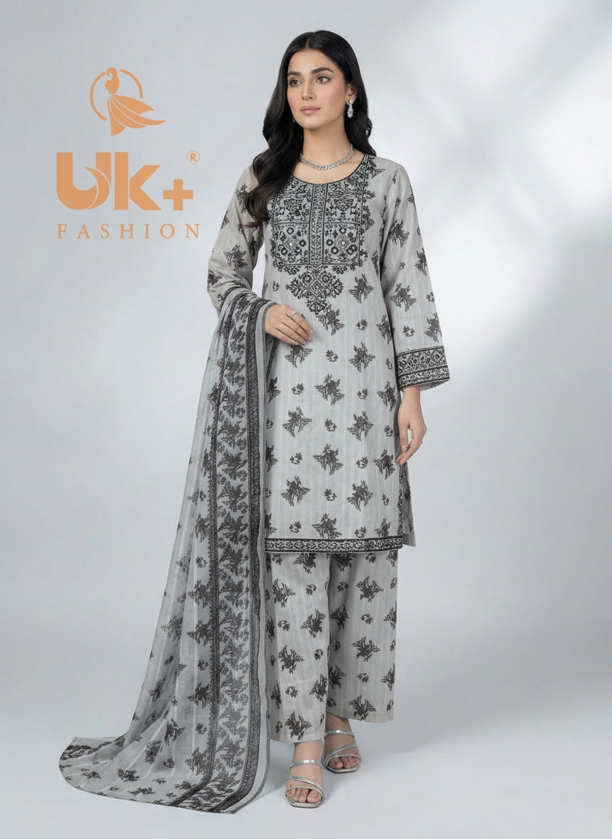 3Pc Printed Bana Dora Shirt, Plazo, Dupatta