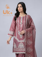 3Pc Embroidered Cotton Shirt, Trouser, Dupatta