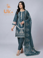 3Pc Embroidered Cotton Shirt, Trouser, Dupatta