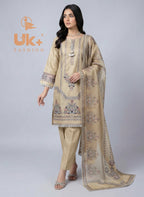 3Pc Embroidered Cotton Shirt, Trouser, Dupatta
