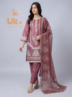 3Pc Embroidered Cotton Shirt, Trouser, Dupatta