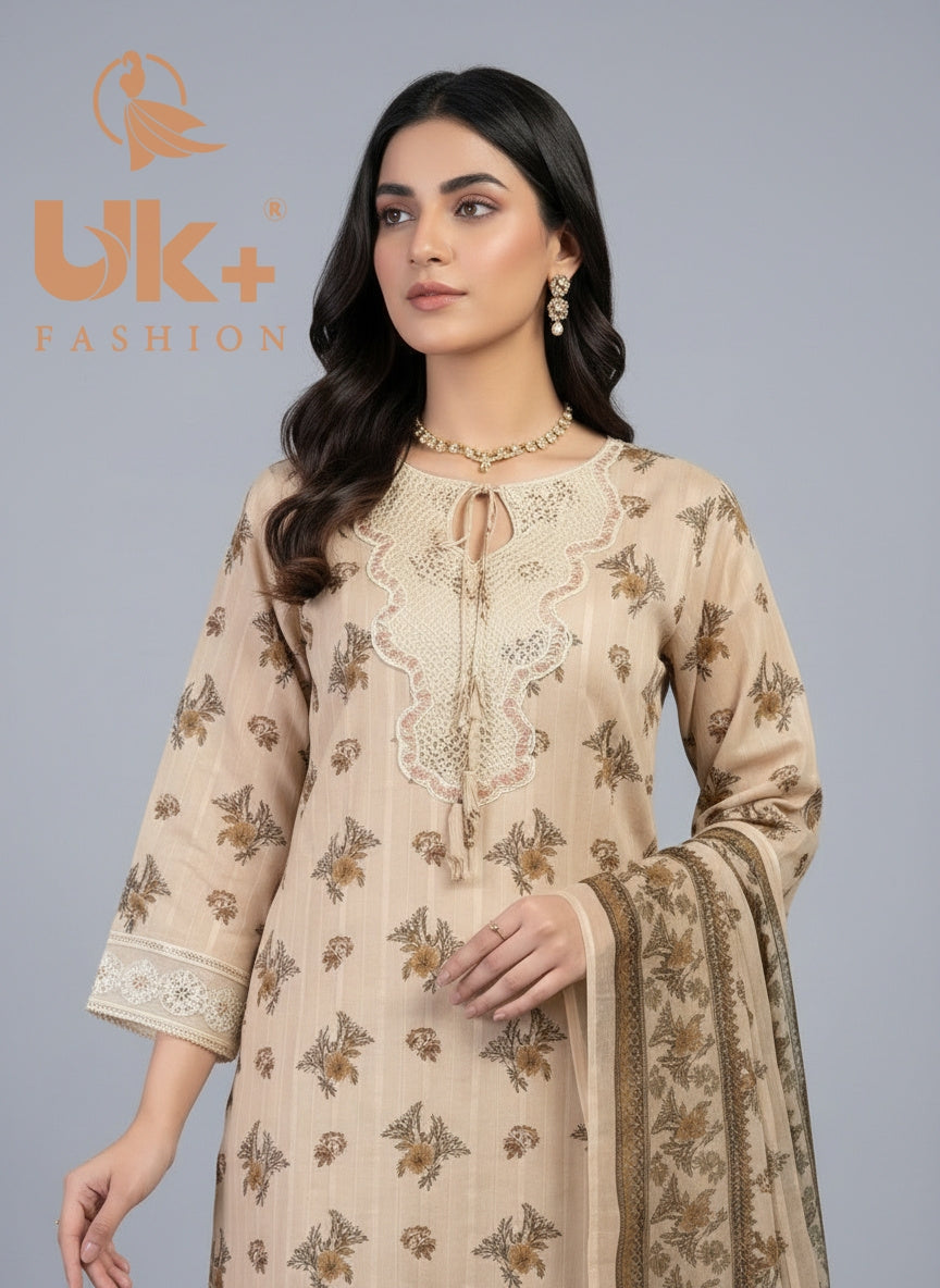 3Pc Printed Bana Dora Shirt, Plazo, Dupatta