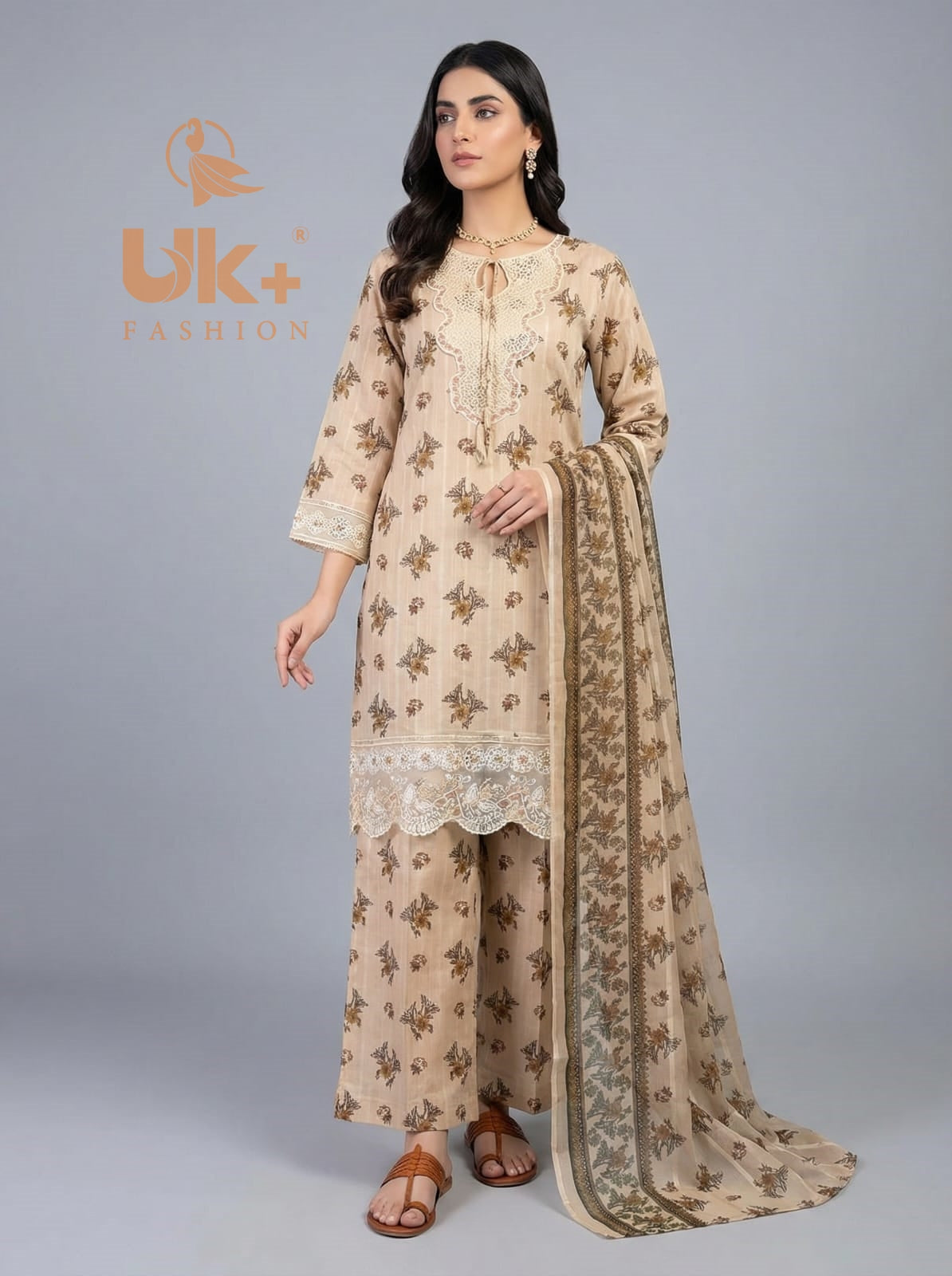 3Pc Printed Bana Dora Shirt, Plazo, Dupatta