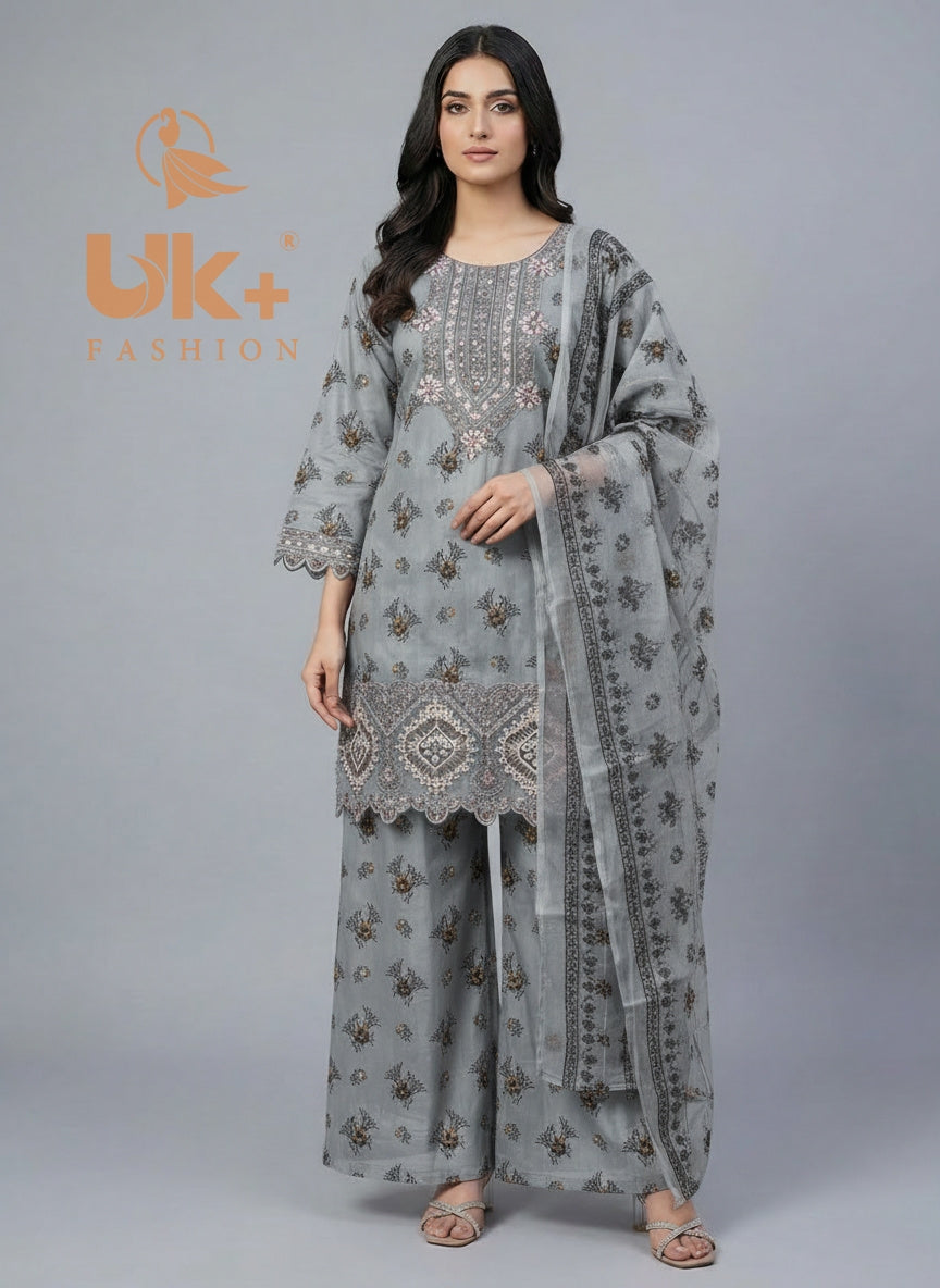 3Pc Printed Bana Dora Shirt, Plazo, Dupatta