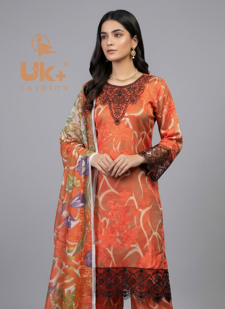 3Pc Printed Bana Dora Shirt, Plazo, Dupatta