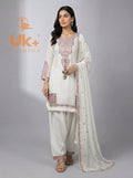 3Pc Embroidered Chiffon Shirt, Farshi Shalwar, Dupatta
