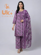 3Pc Printed Bana Dora Shirt, Plazo, Dupatta
