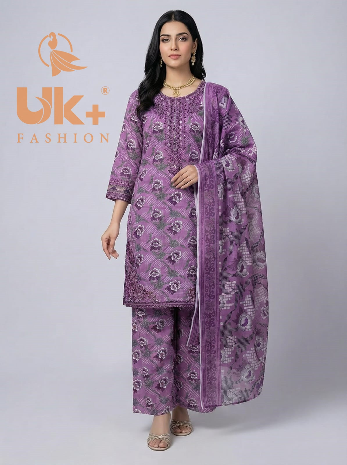 3Pc Printed Bana Dora Shirt, Plazo, Dupatta