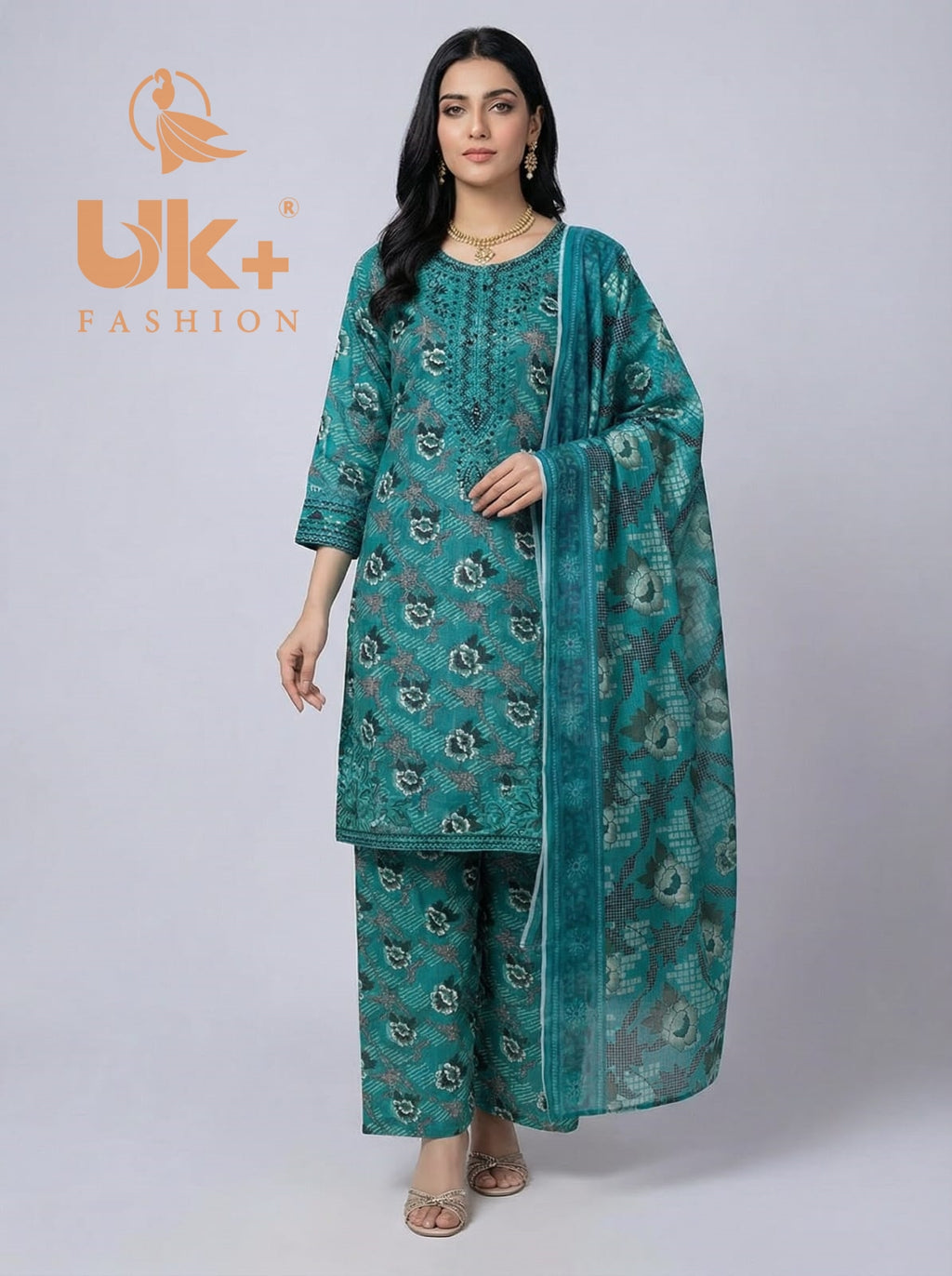 3Pc Printed Bana Dora Shirt, Plazo, Dupatta