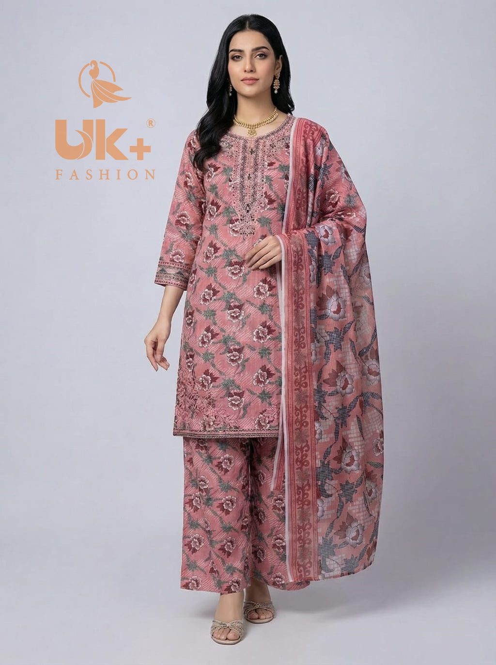 3Pc Printed Bana Dora Shirt, Plazo, Dupatta