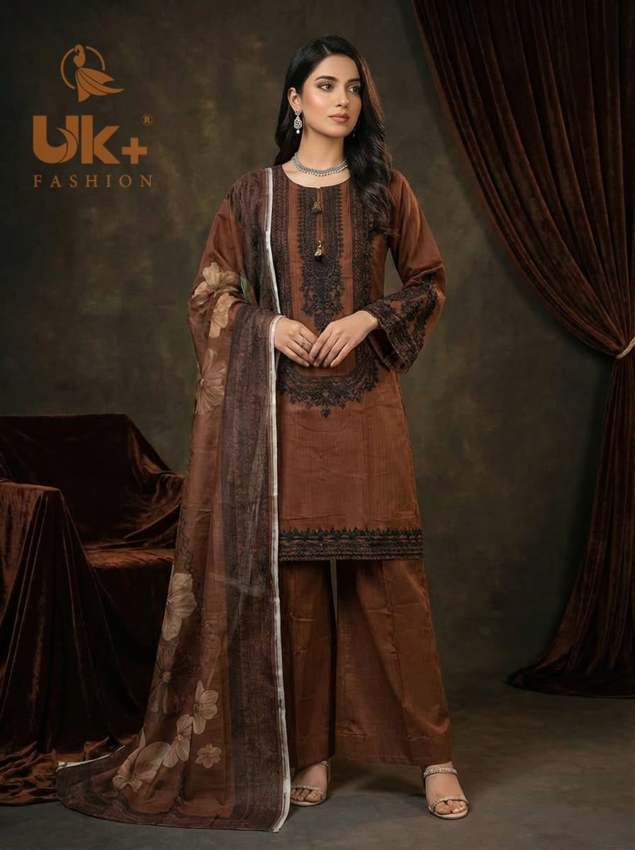 3Pc Embroidered Cotton Shirt, Farshi Shalwar, Dupatta