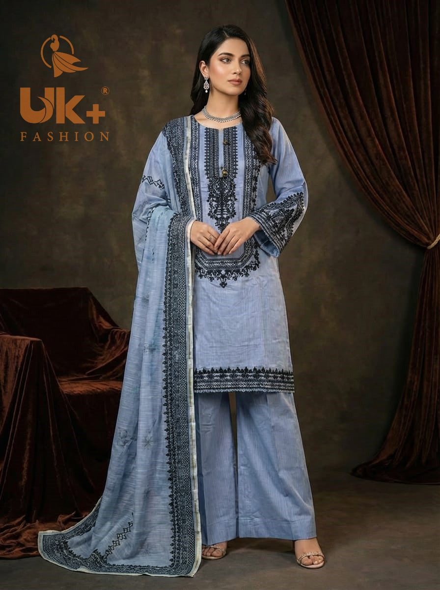 3Pc Embroidered Cotton Shirt, Farshi Shalwar, Dupatta