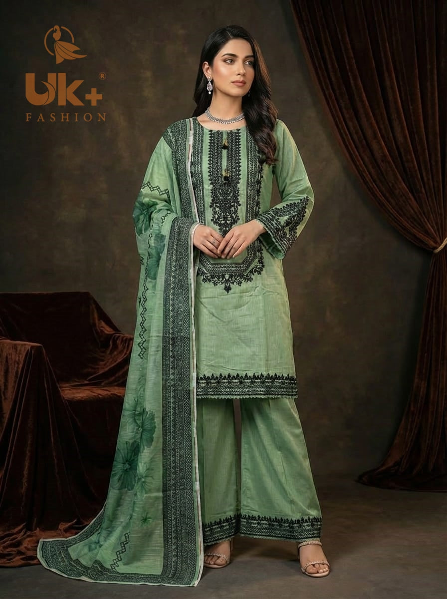 3Pc Embroidered Cotton Shirt, Farshi Shalwar, Dupatta