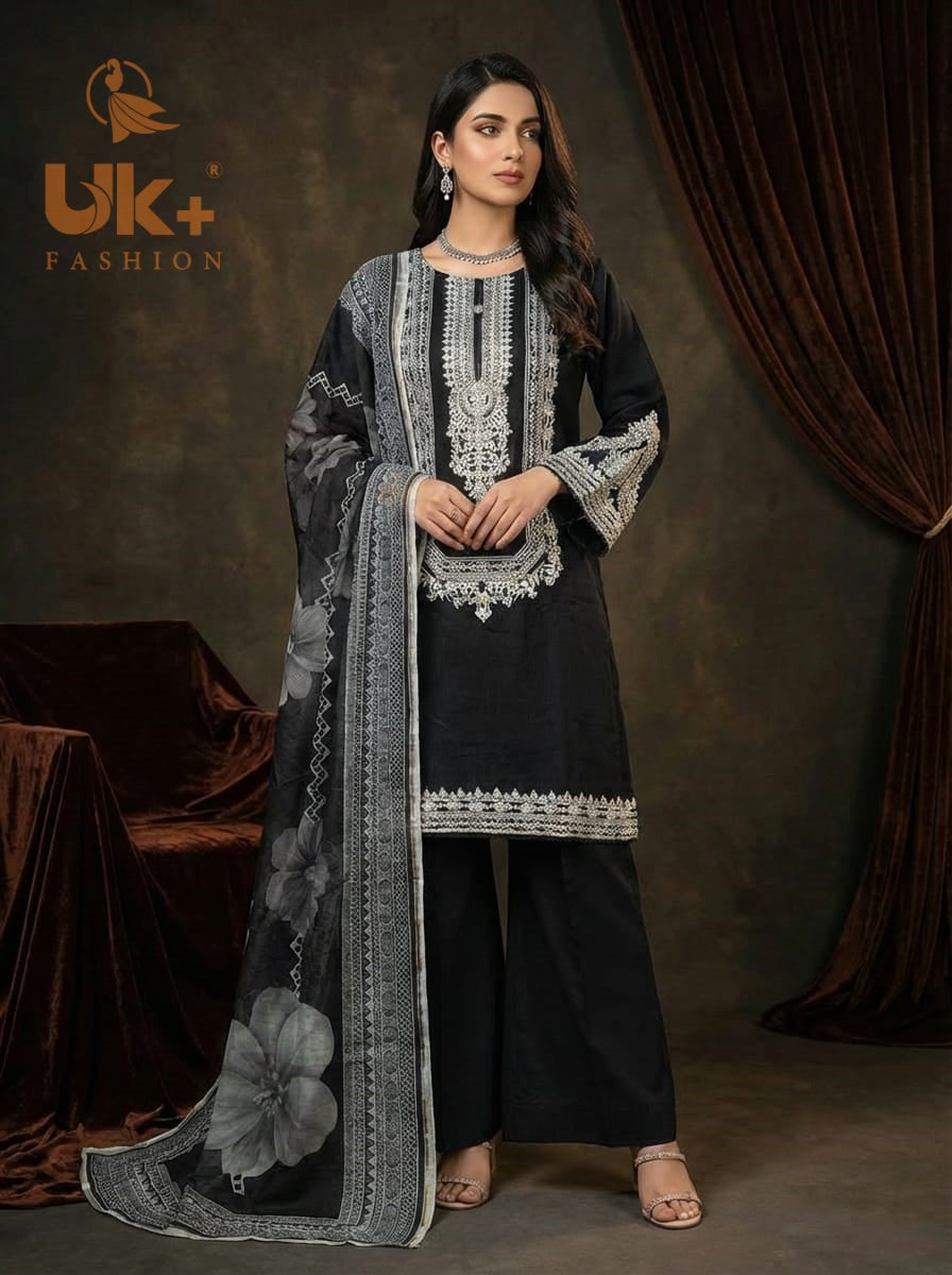 3Pc Embroidered Cotton Shirt, Farshi Shalwar, Dupatta