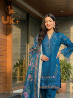 3Pc Embroidered Cotton Shirt, Trouser, Dupatta