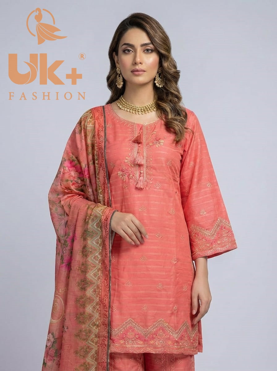 3Pc Embroidered Cotton Shirt, Plazo, Dupatta