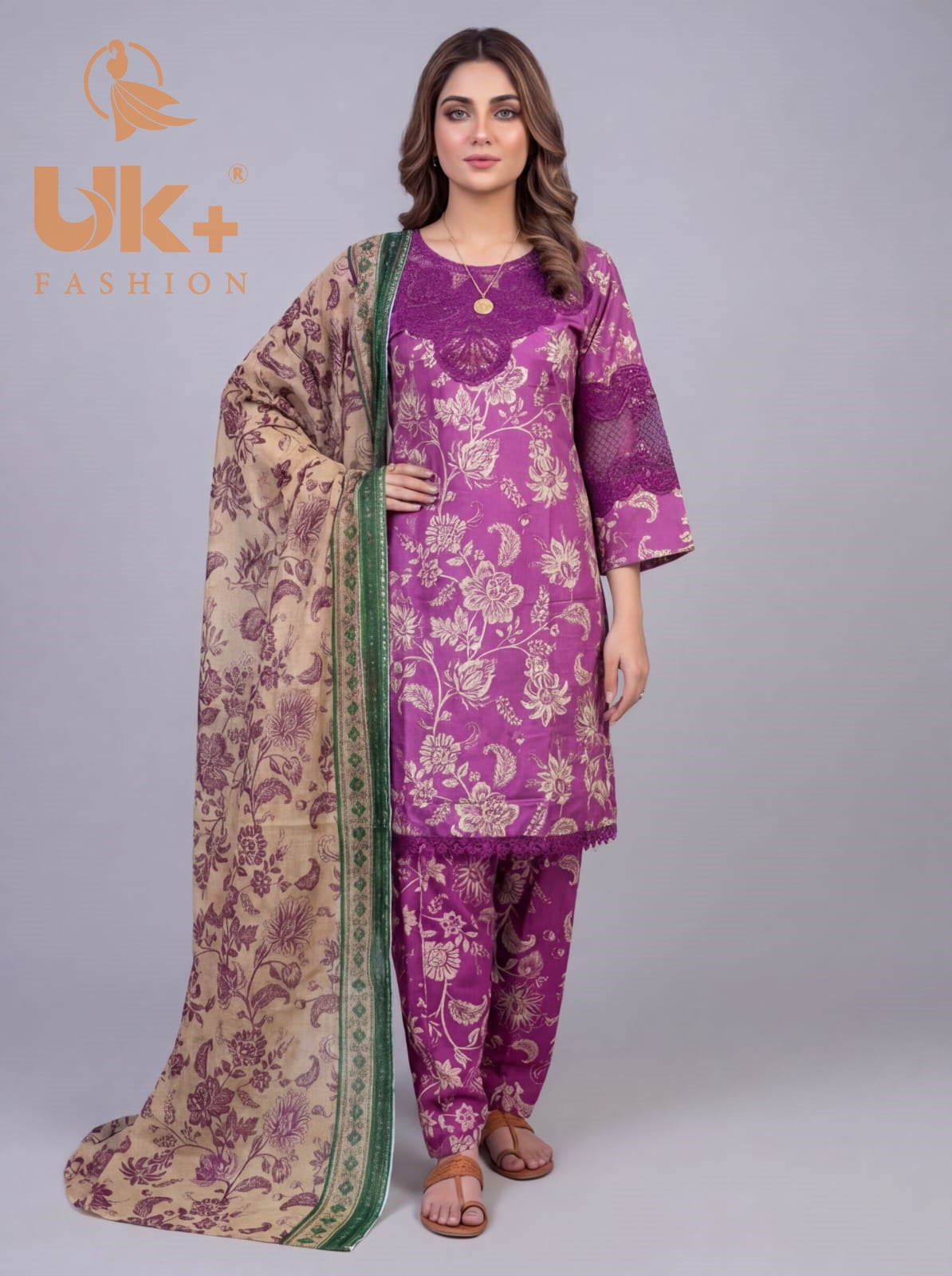 3Pc Printed Bana Dora Shirt, Trouser, Dupatta