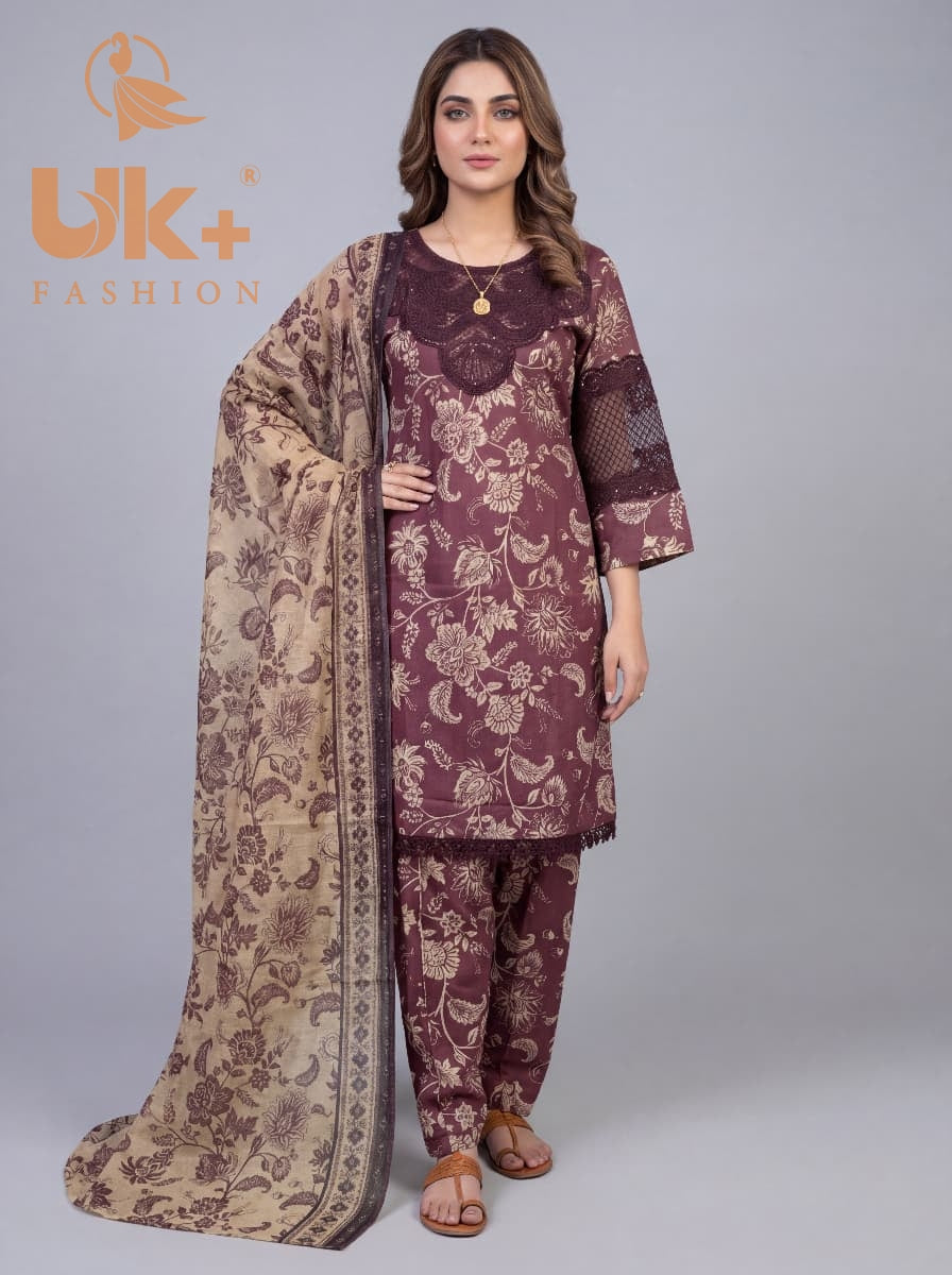 3Pc Printed Bana Dora Shirt, Trouser, Dupatta