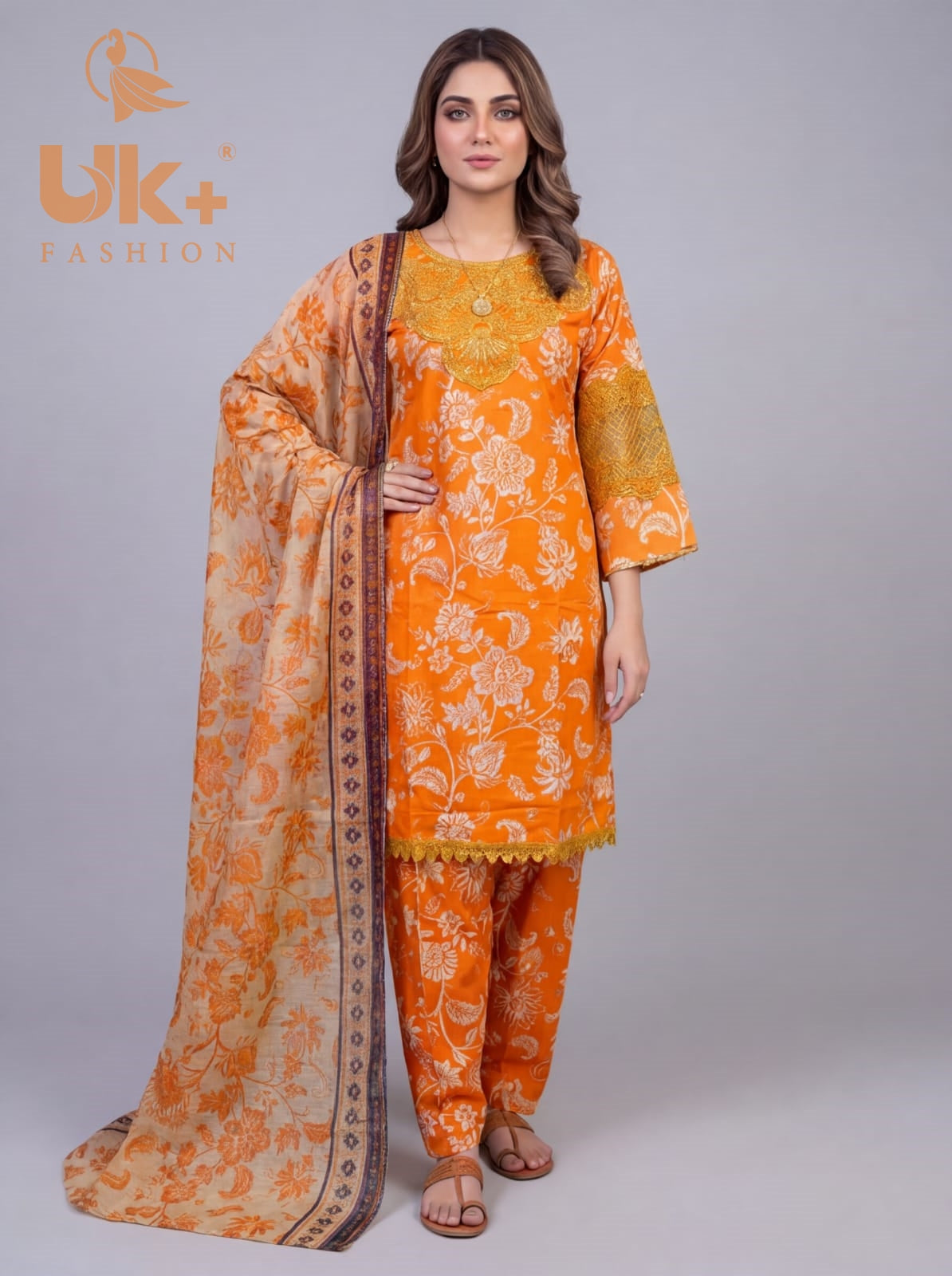 3Pc Printed Bana Dora Shirt, Trouser, Dupatta