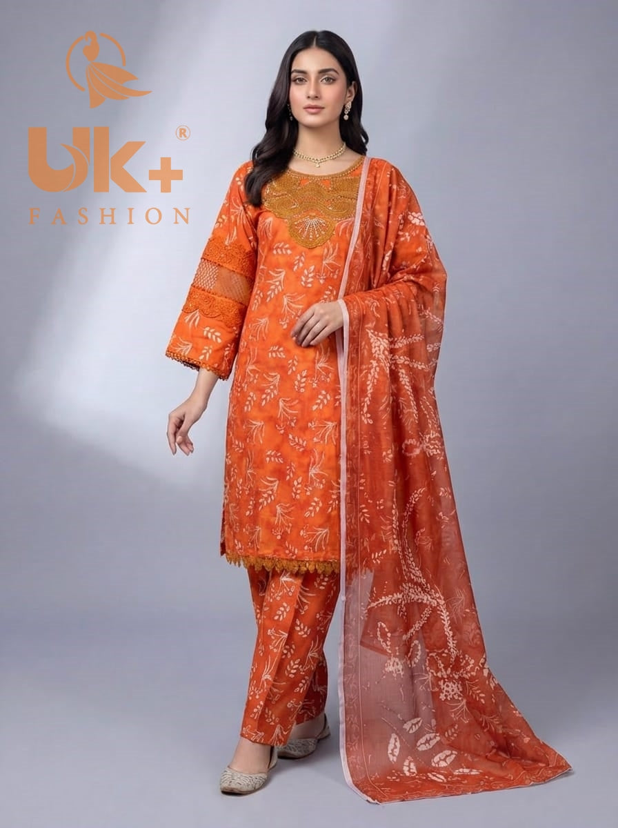 3Pc Printed Bana Dora Shirt, Trouser, Dupatta