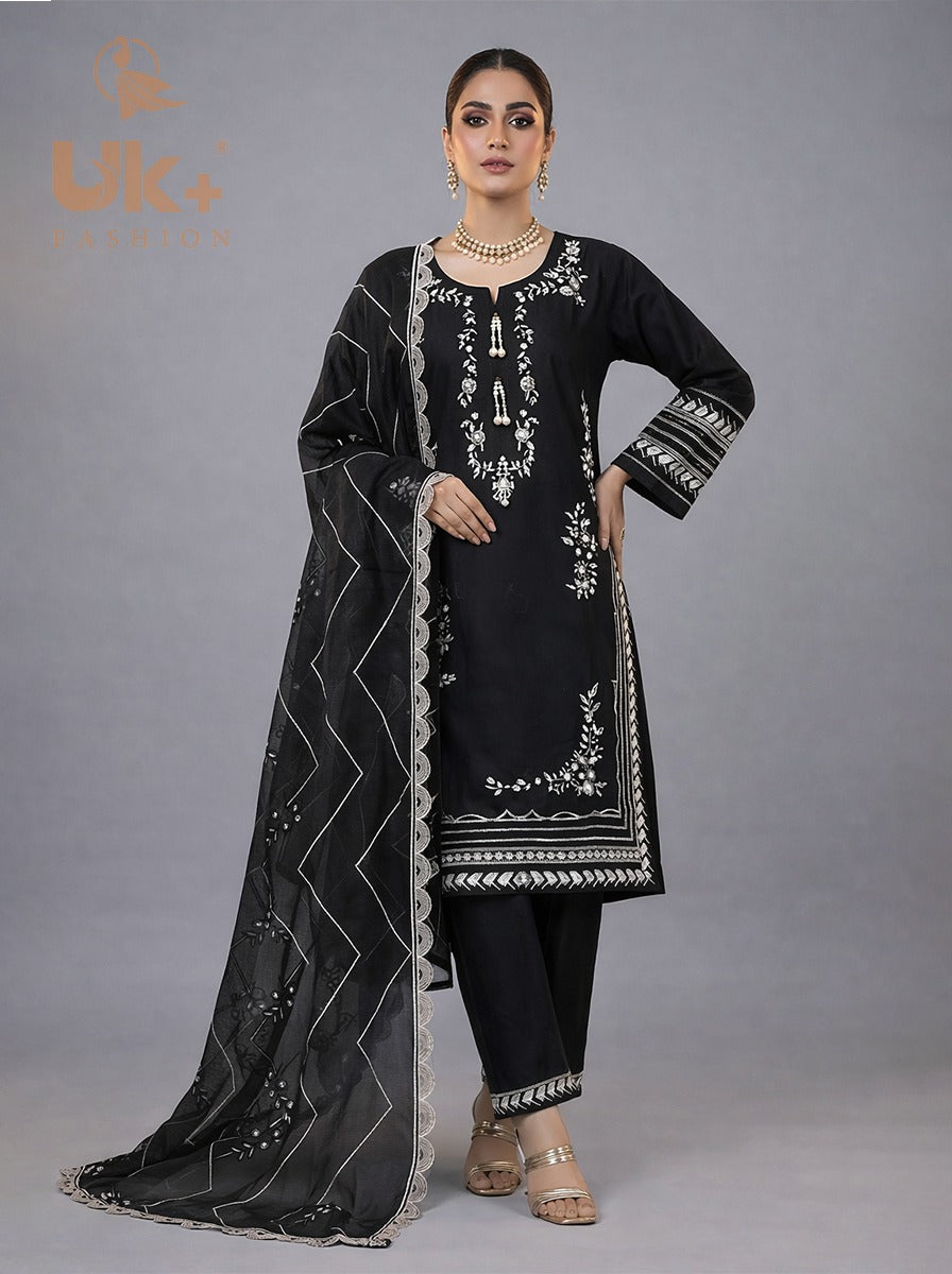 3pc Embroidered Pure lawn Shirt, Touser, Dupatta