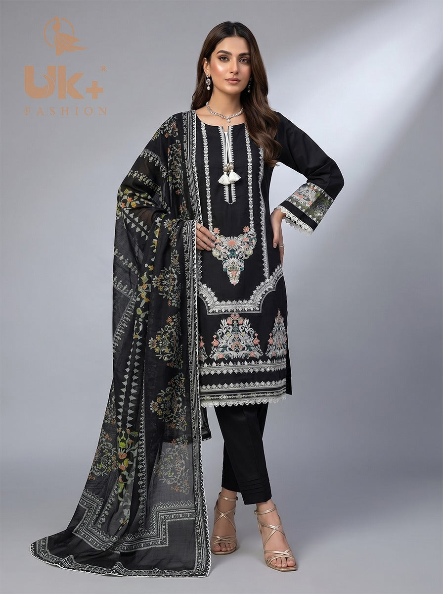 3pc Pure lawn Shirt, Touser, Dupatta