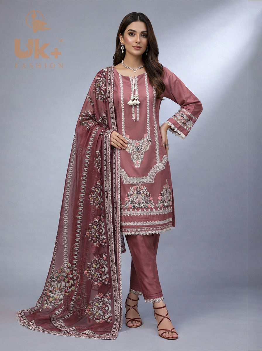 3pc Pure lawn Shirt, Touser, Dupatta