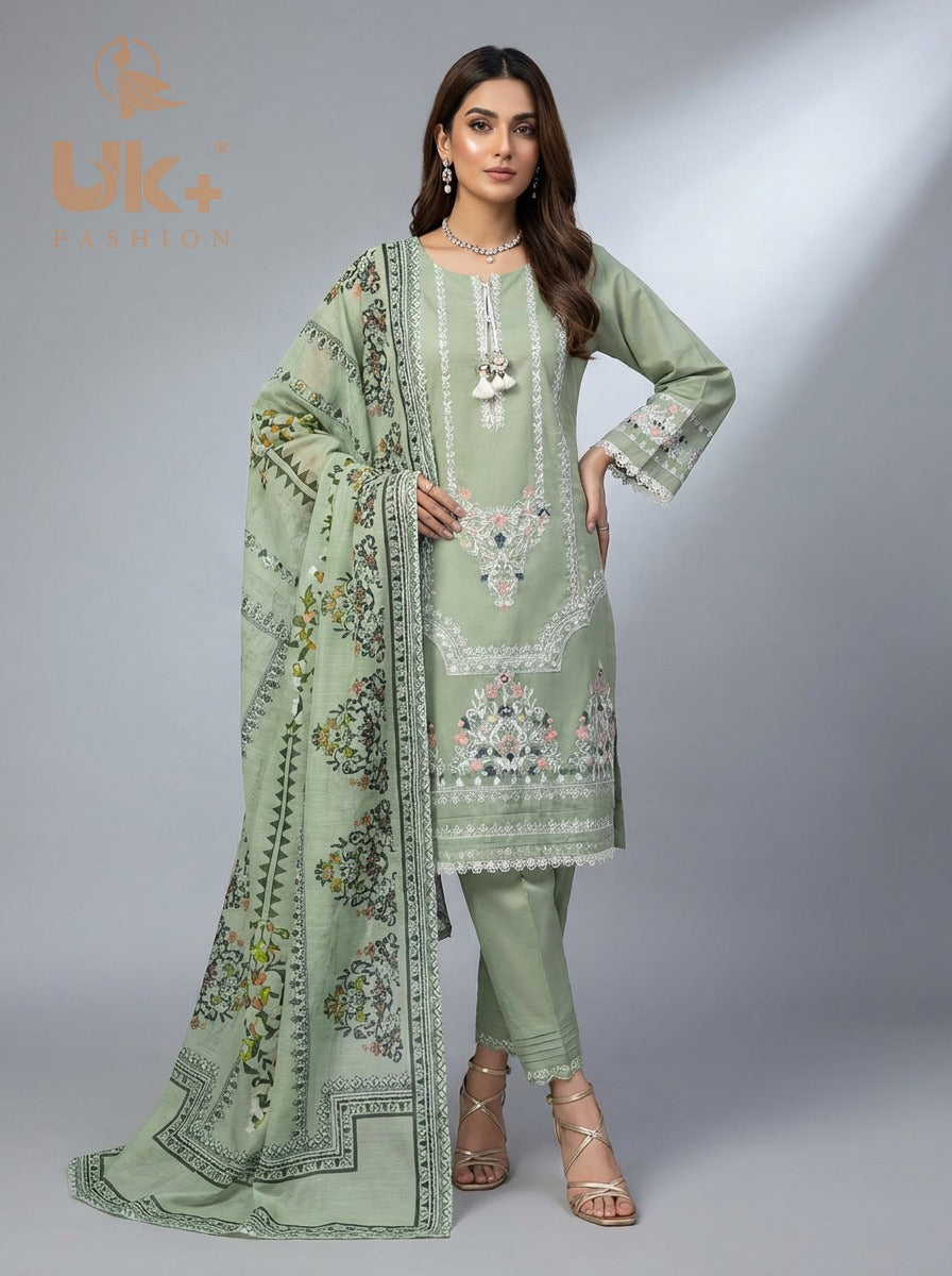 3pc Pure lawn Shirt, Touser, Dupatta