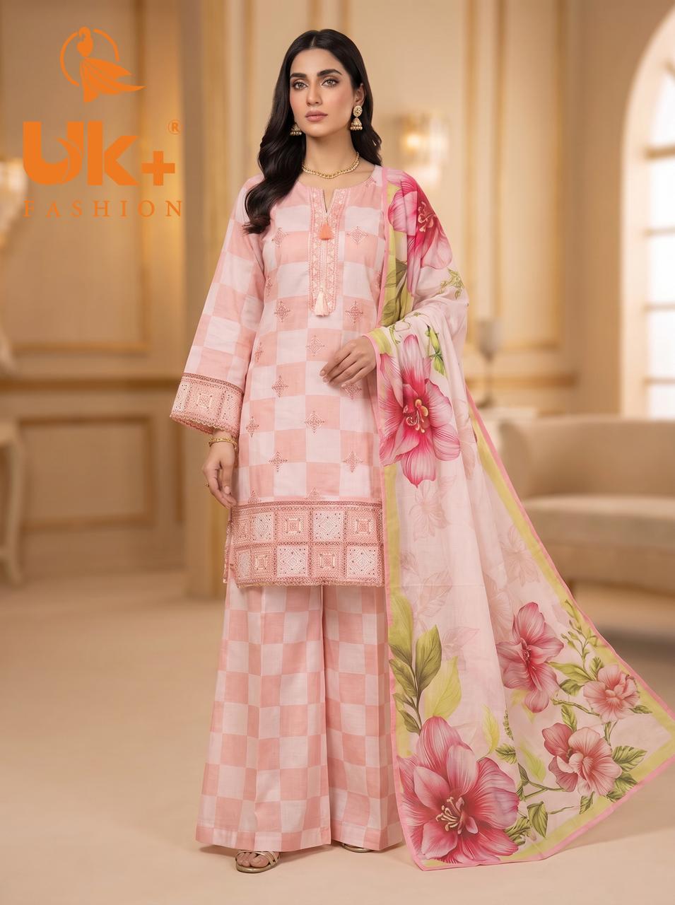 3pc pure lawn shirt, Plazo, dupatta