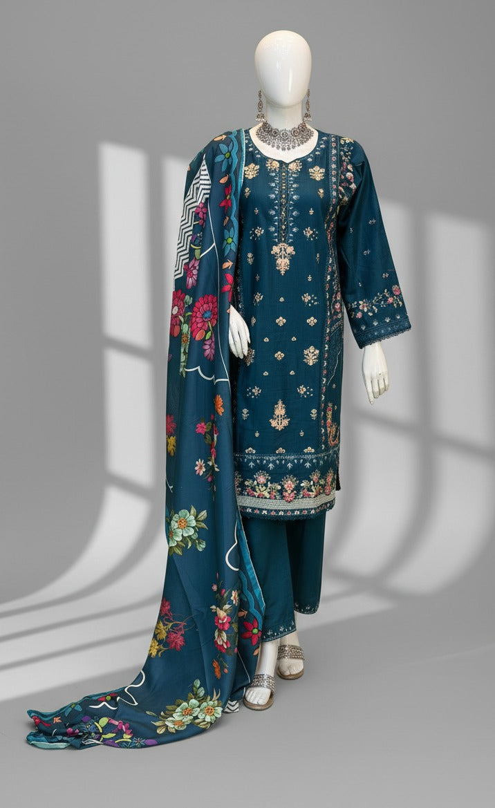 3Pc Embraided Khaddar, Shirt Shalwar Dupatta