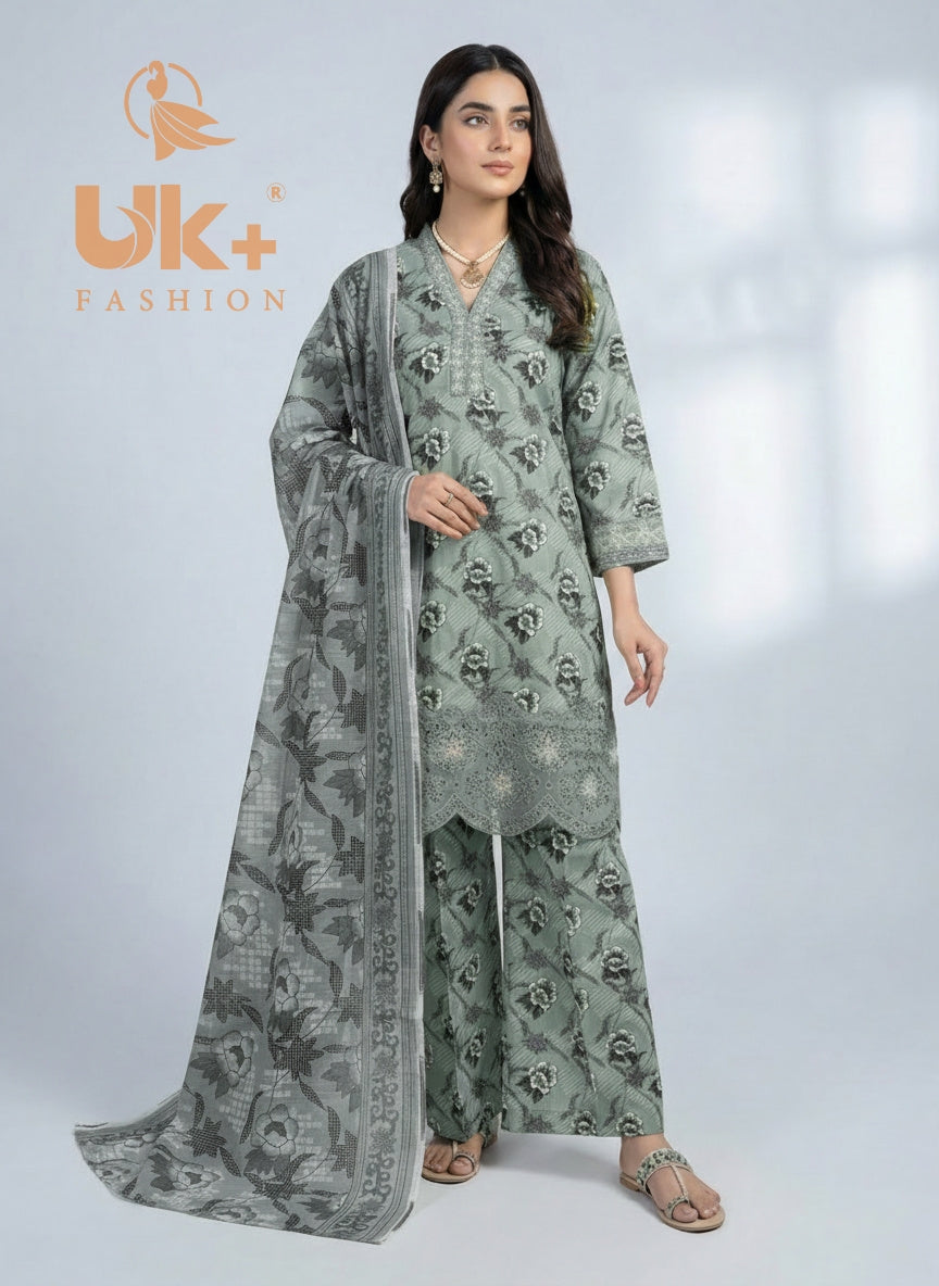 3Pc Printed Bana Dora Shirt, Plazo, Dupatta