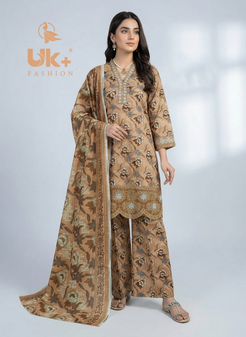 3Pc Printed Bana Dora Shirt, Plazo, Dupatta