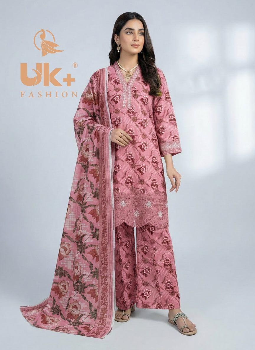 3Pc Printed Bana Dora Shirt, Plazo, Dupatta
