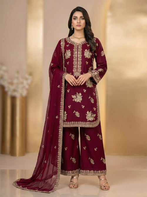 3pc pure lawn shirt, Plazo, dupatta