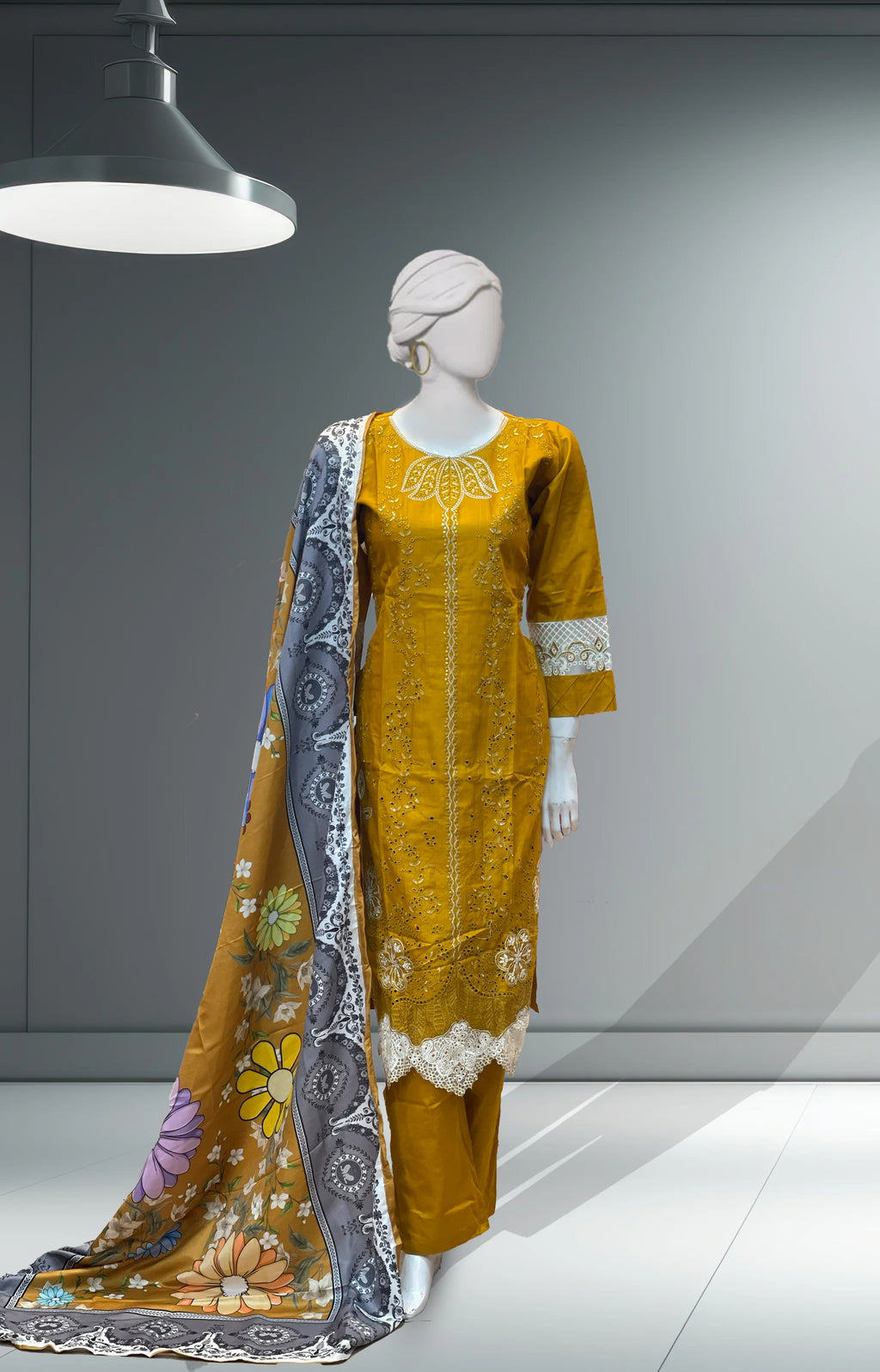 Blue 3pc Khaddar Dress