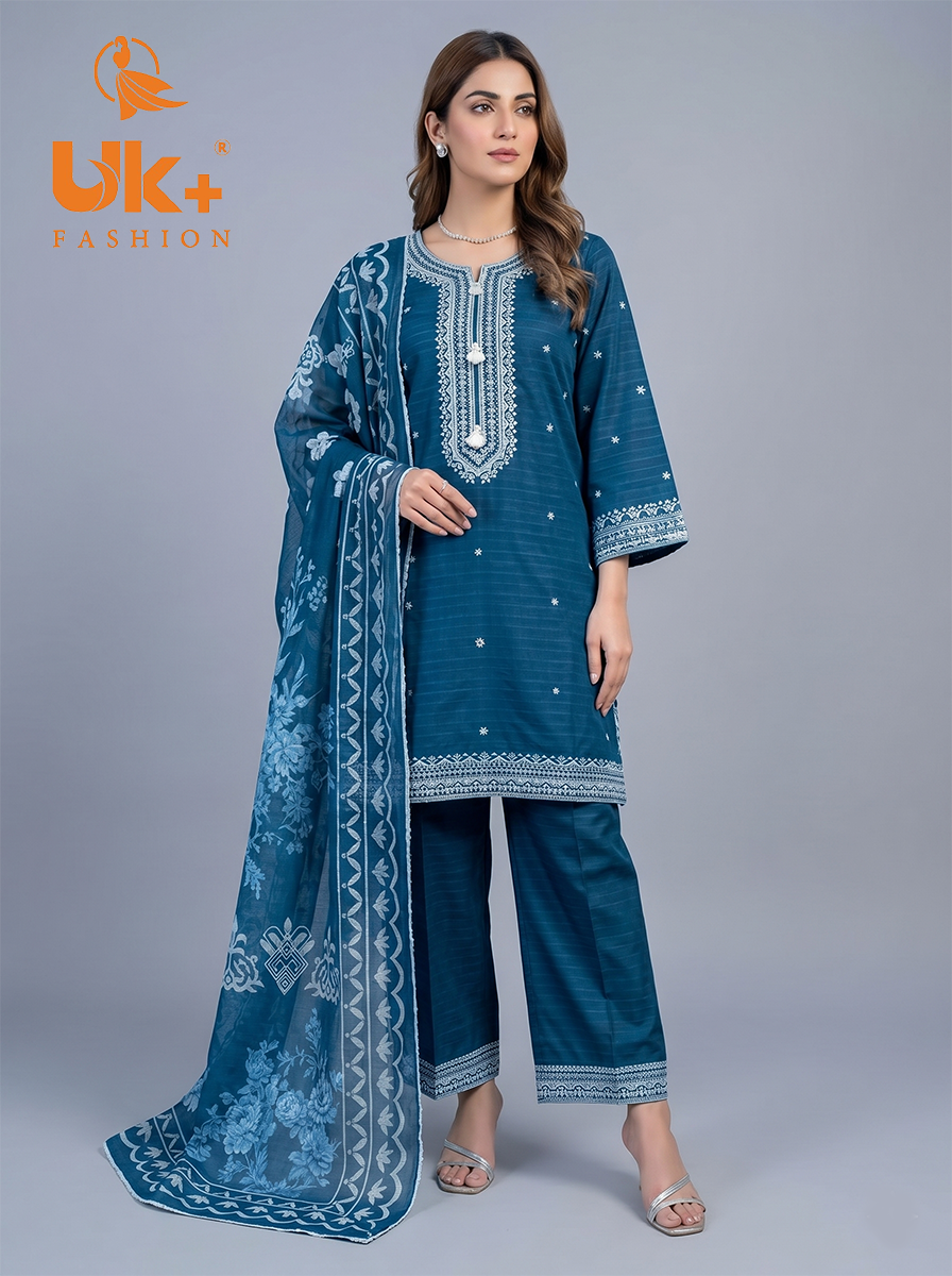 3Pc Embroidered Cotton Shirt, farshi shalwar, Dupatta