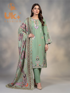 3Pc Embroidered Cotton Shirt, Trouser, Dupatta