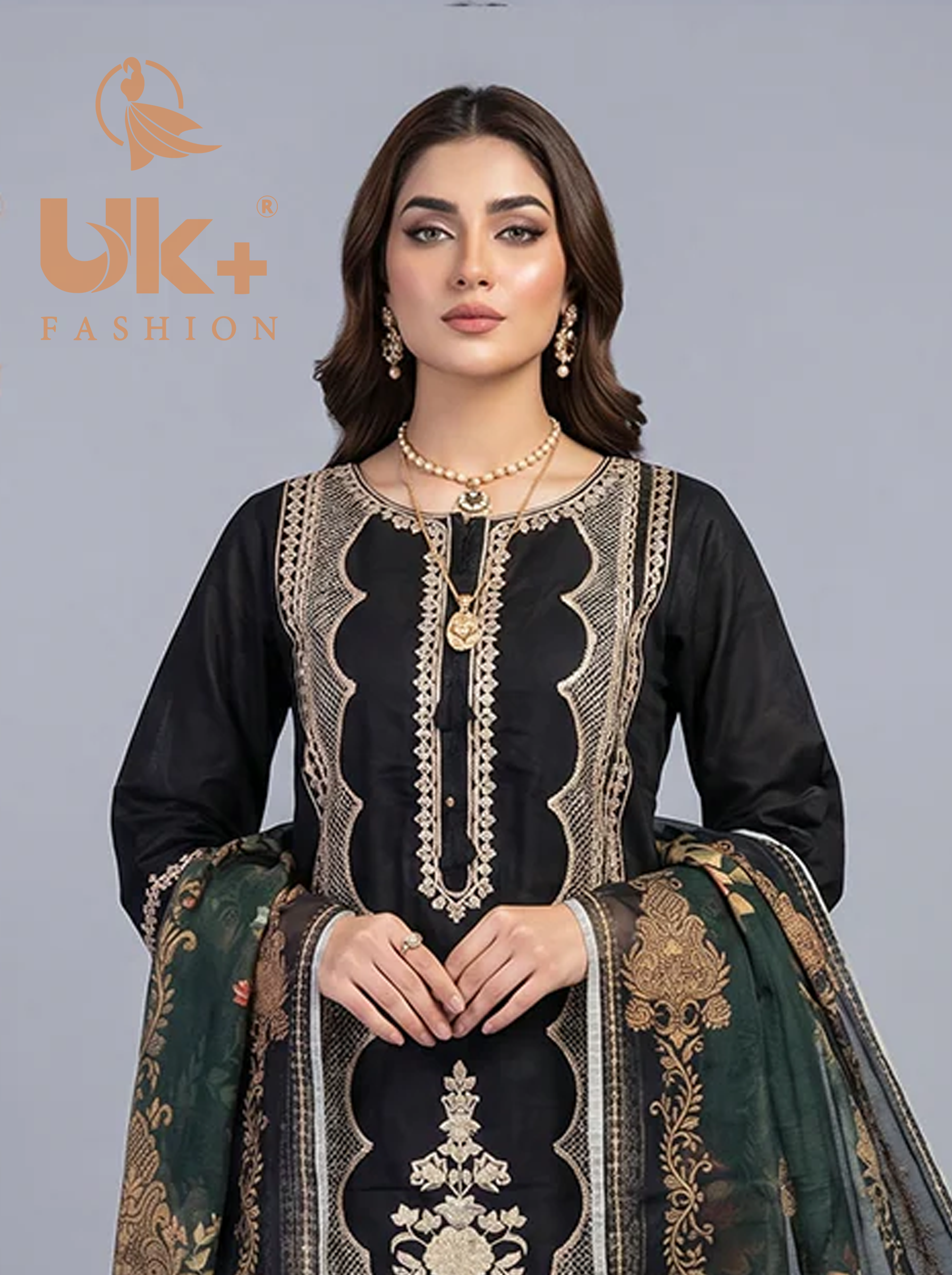 3Pc Embroidered Cotton Shirt, Plazo, Dupatta