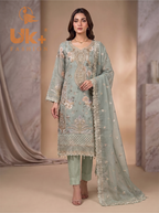 3Pc Embroidered Organza shirt, shalwar & Dupatta